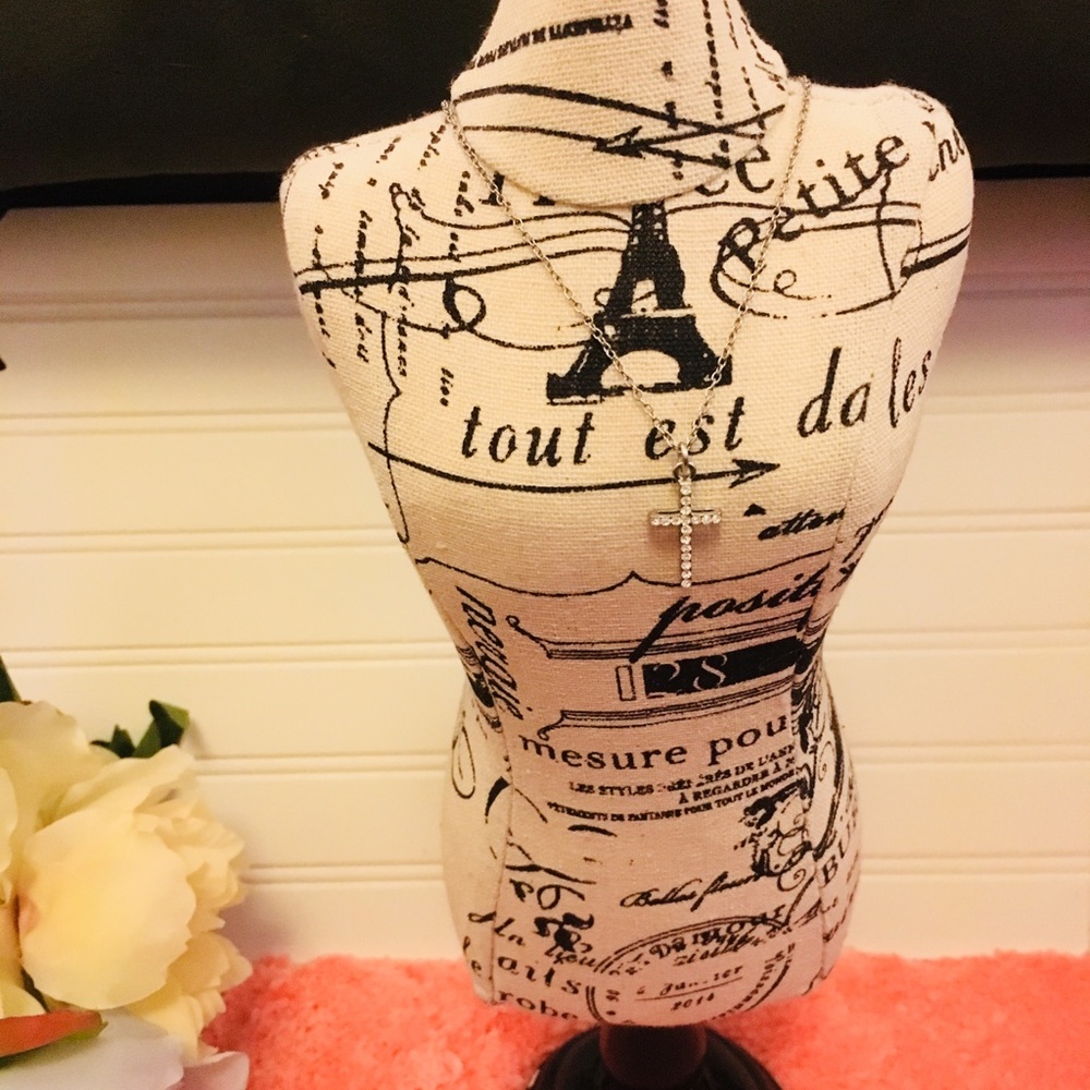 Cross CZ Silver Necklace 